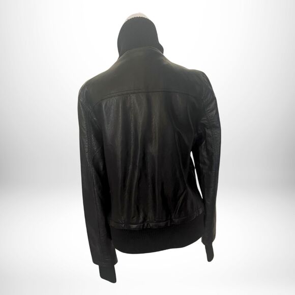 Express Black Biker Bomber Vegan Leather Jacket - Never Worn - Sz.L - Picture 3 of 5
